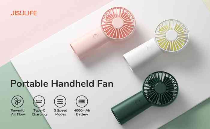 JISULIFE Fa20X Handheld Portable Hand Held Fan